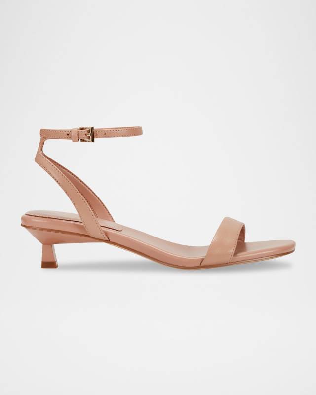 Alona Leather Kitten Ankle-Strap Sandals